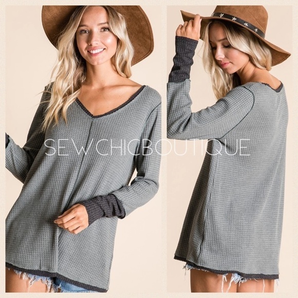 Gray & Black Waffle Knit w Contrast Cuffs - Picture 3 of 5